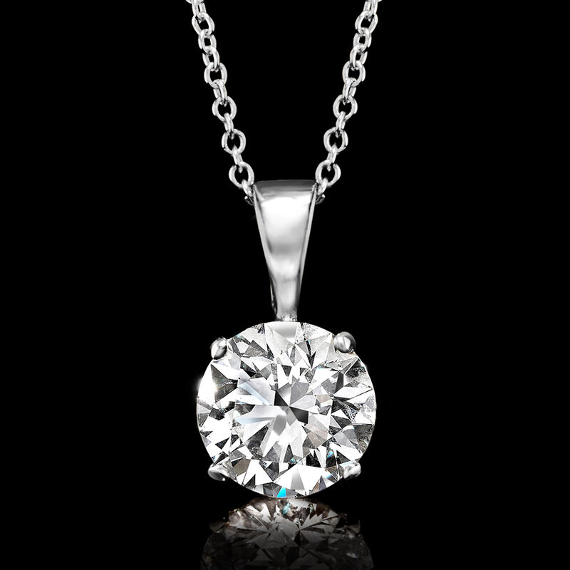 1.50 Carat Lab-Grown Diamond Solitaire Necklace in 14kt White Gold image number 2
