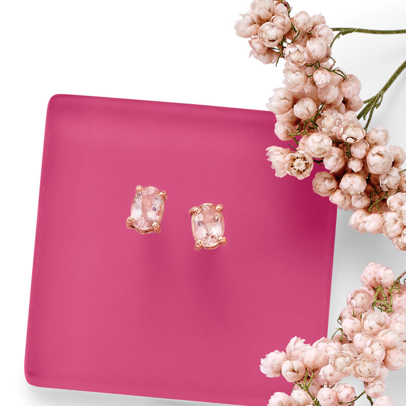 1.40 ct. t.w. Morganite Stud Earrings in 18kt Rose Gold Over Sterling image number 2