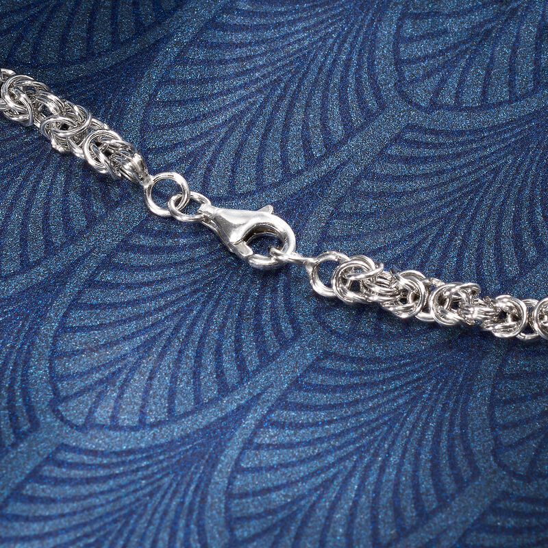 Sterling Silver Personalized Monogram Rolled Byzantine Necklace image number 3