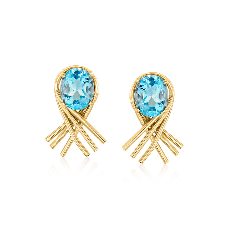 C. 1990 Vintage 7.00 ct. t.w. Sky Blue Topaz Earrings in 14kt Yellow Gold image number 0