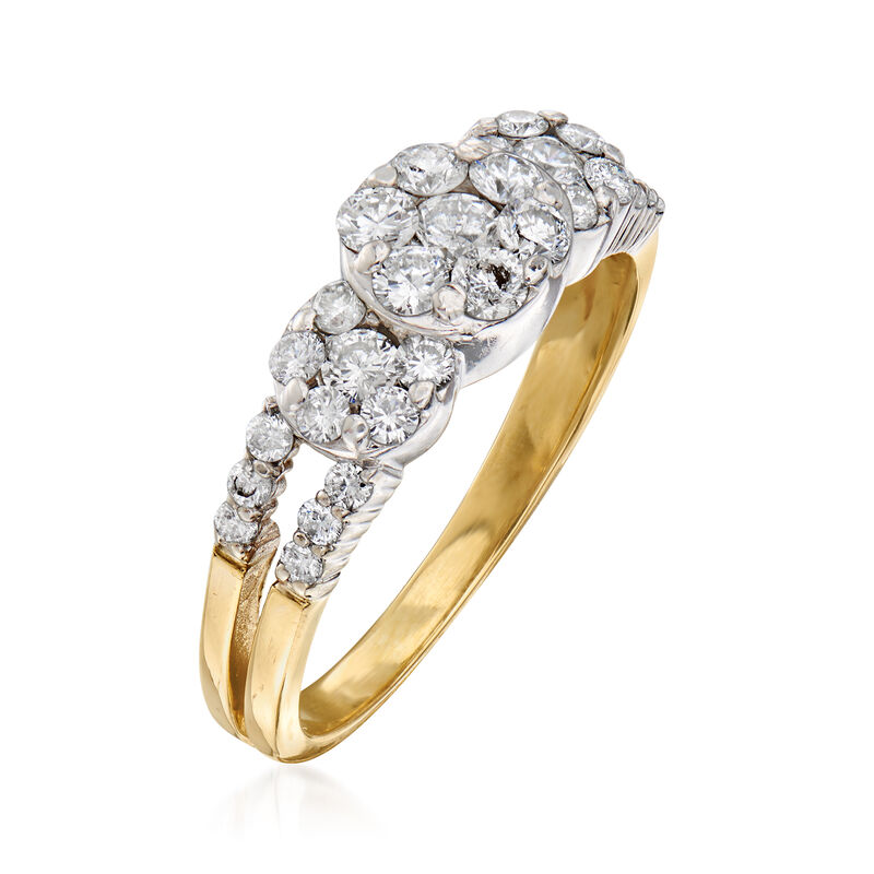 C. 1980 Vintage 1.05 ct. t.w. Diamond Cluster Ring in 14kt Two-Tone Gold. Size 8 image number 2