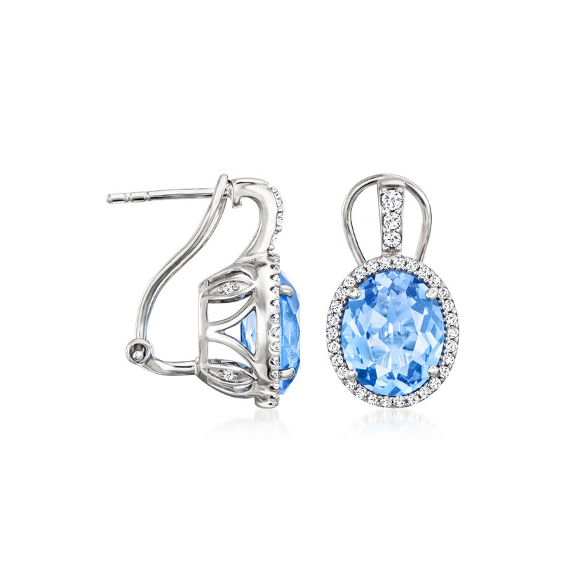 Italian 7.00 ct. t.w. Simulated Sapphire and .50 ct. t.w. CZ Drop Earrings in Sterling Silver image number 2