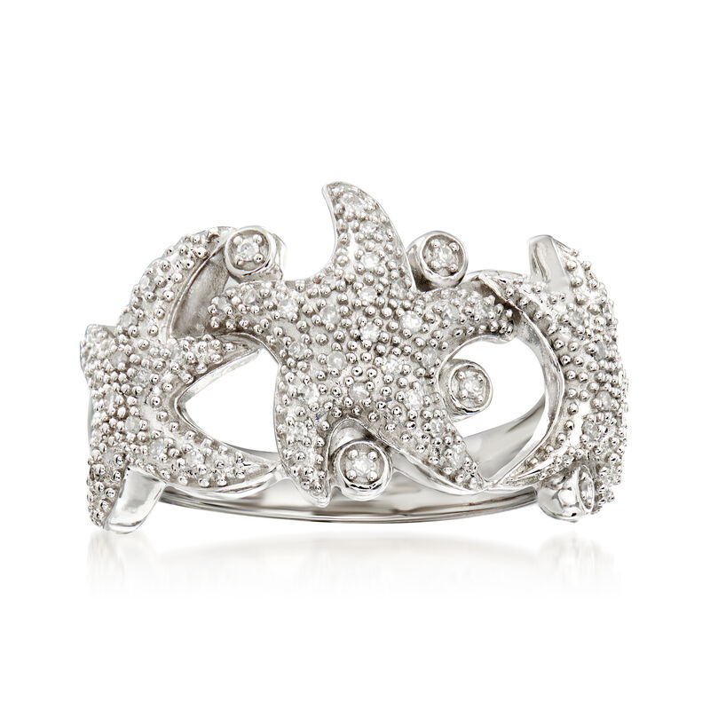 .15 ct. t.w. Diamond Starfish Ring in Sterling Silver image number 0