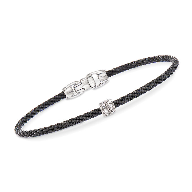 ALOR &quot;Noir&quot; Diamond Station and Black Cable Bracelet with 18kt White Gold image number 0