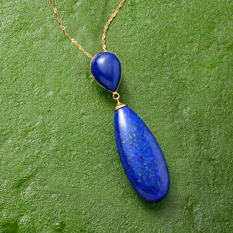 Lapis Teardrop Pendant in 14kt Yellow Gold image number 2
