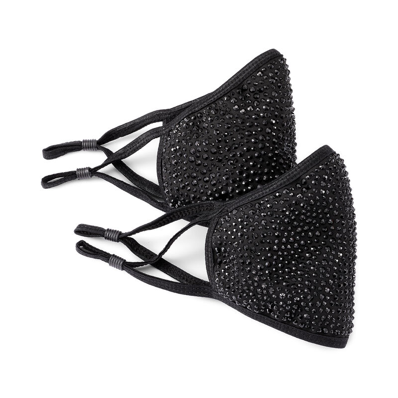 Natalie Mills &quot;Destiny&quot; Set of 2 Black Austrian Crystal Face Masks with Extra Filters image number 0