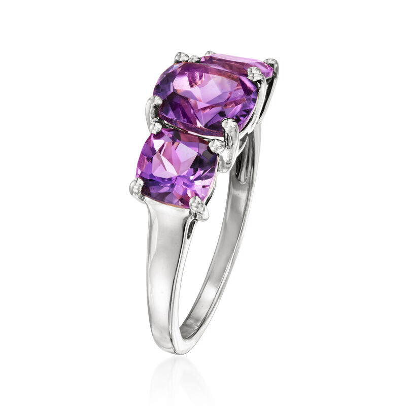 3.80 ct. t.w. Amethyst Three-Stone Ring in Sterling Silver image number 2