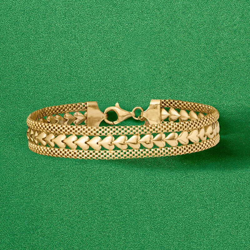 Italian 18kt Gold Over Sterling Silver Heart-Motif Bracelet image number 2