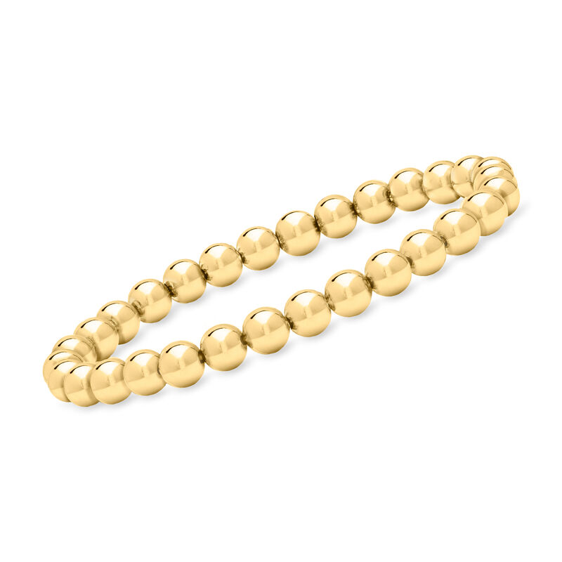 Italian 6mm 18kt Gold Over Sterling Bead Stretch Bracelet image number 0