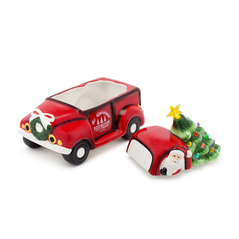 Mr. Christmas "Nostalgic" Red Ceramic Vintage Truck with Tree Cookie Jar image number 3