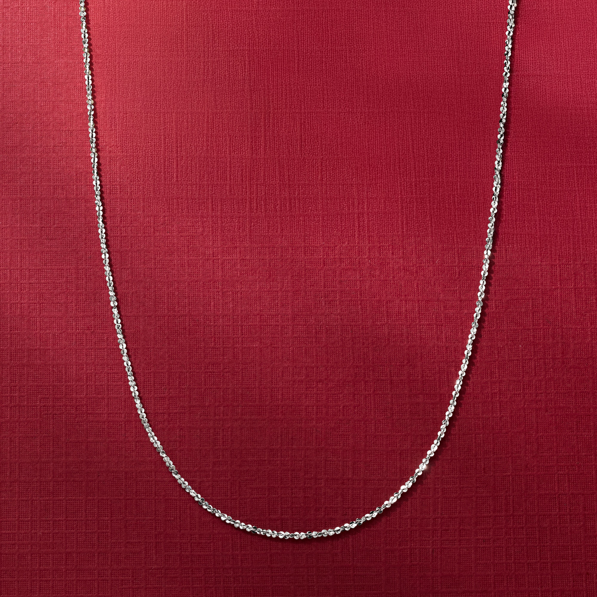 Italian 1mm 14kt White Gold Twisted Sparkle-Chain Necklace | Ross