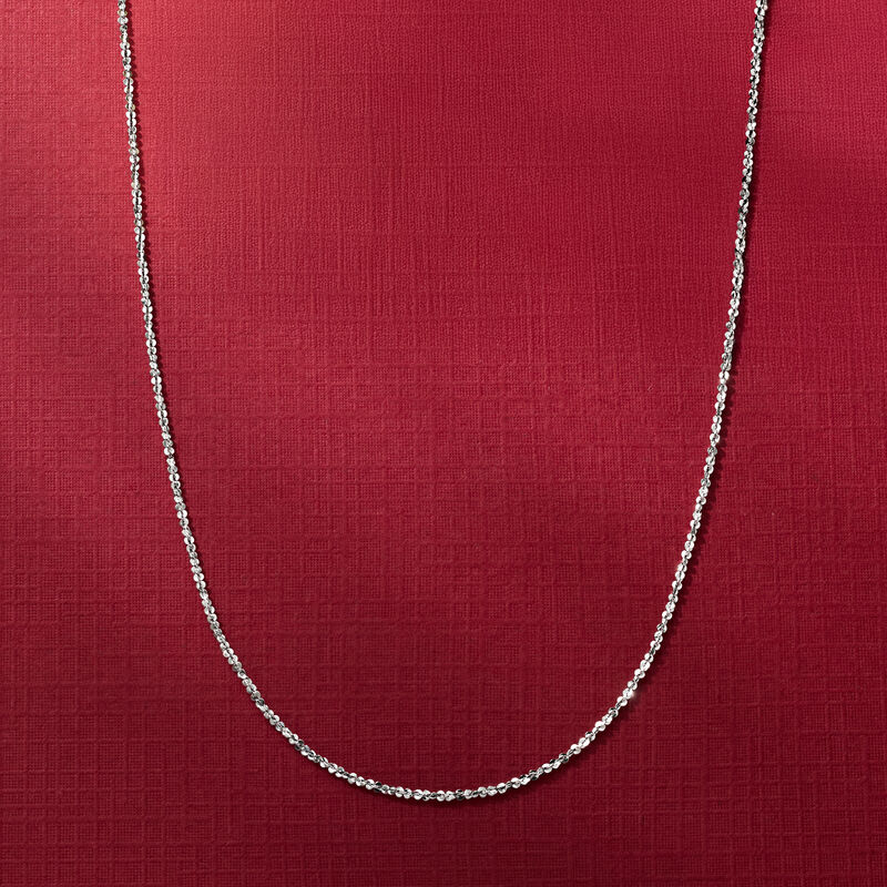 Italian 1mm 14kt White Gold Twisted Sparkle-Chain Necklace image number 3