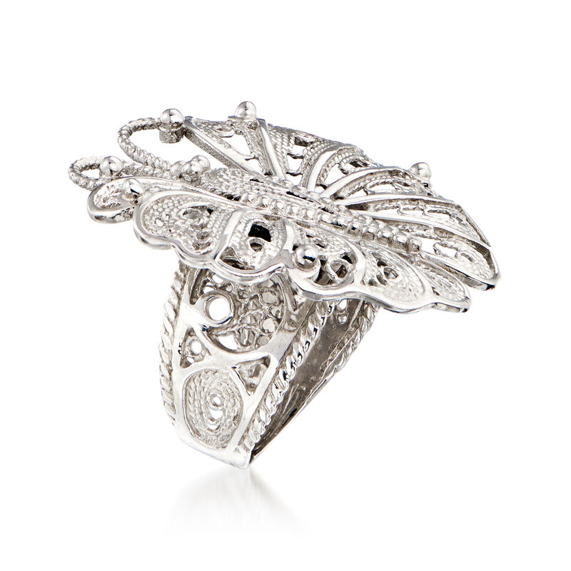 Sterling Silver Filigree Butterfly Ring image number 2