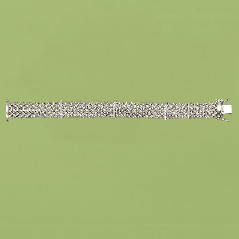 .23 ct. t.w. Diamond Riso Link Station Bracelet in Sterling Silver image number 3