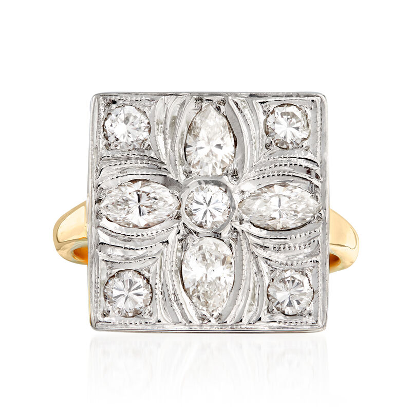 C. 1970 Vintage 1.00 ct. t.w. Diamond Flower Ring in 14kt Two-Tone Gold. Size 6 image number 0