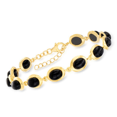 Black Onyx Bracelet in 18kt Gold Over Sterling