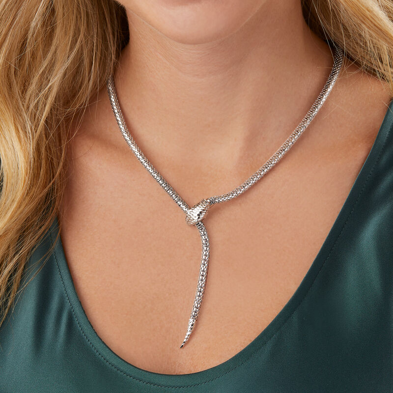 Italian Sterling Silver Diamond-Cut and Polished Snake Collar Necklace image number 5