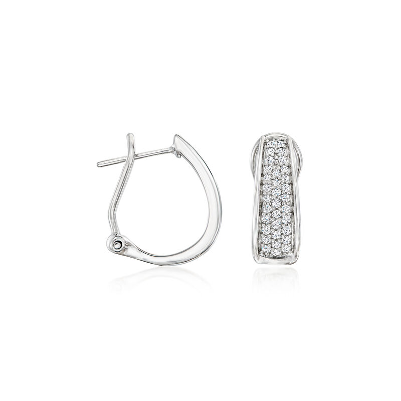 .50 ct. t.w. Pave Diamond Hoop Earrings in Sterling Silver. 5/8" image number 2