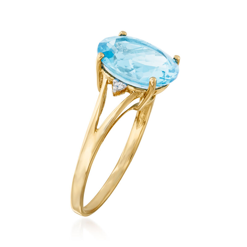 5.50 Carat Swiss Blue Topaz Ring with Diamond Accents in 14kt Yellow Gold image number 2