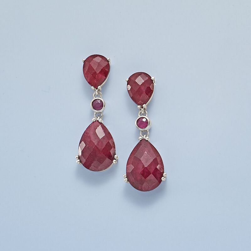 14.60 ct. t.w. Ruby Drop Earrings in Sterling Silver  image number 2