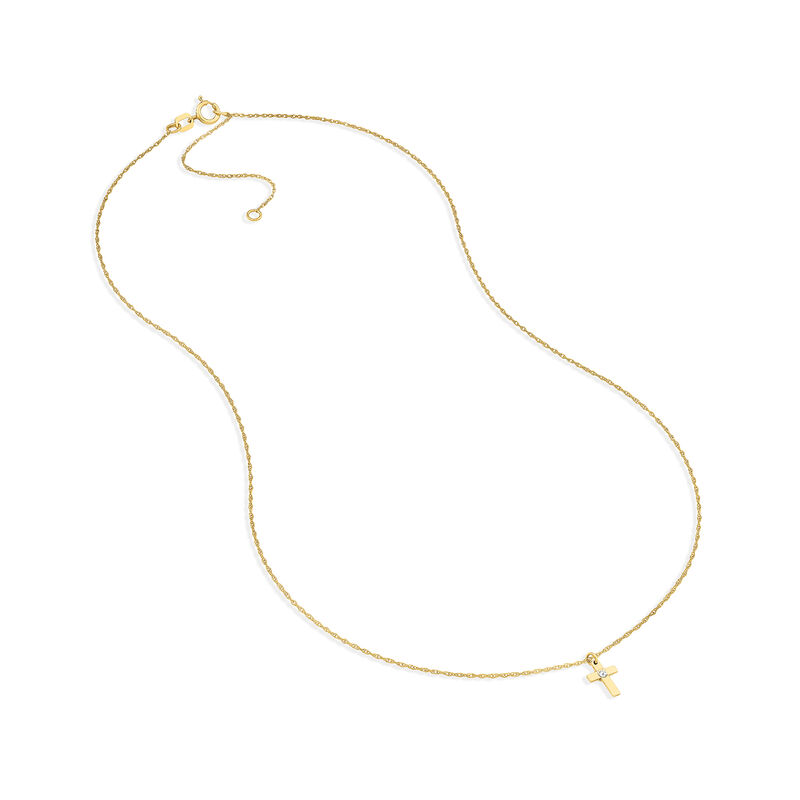 14kt Yellow Gold Cross Necklace with Single Diamond. 16&quot; image number 2