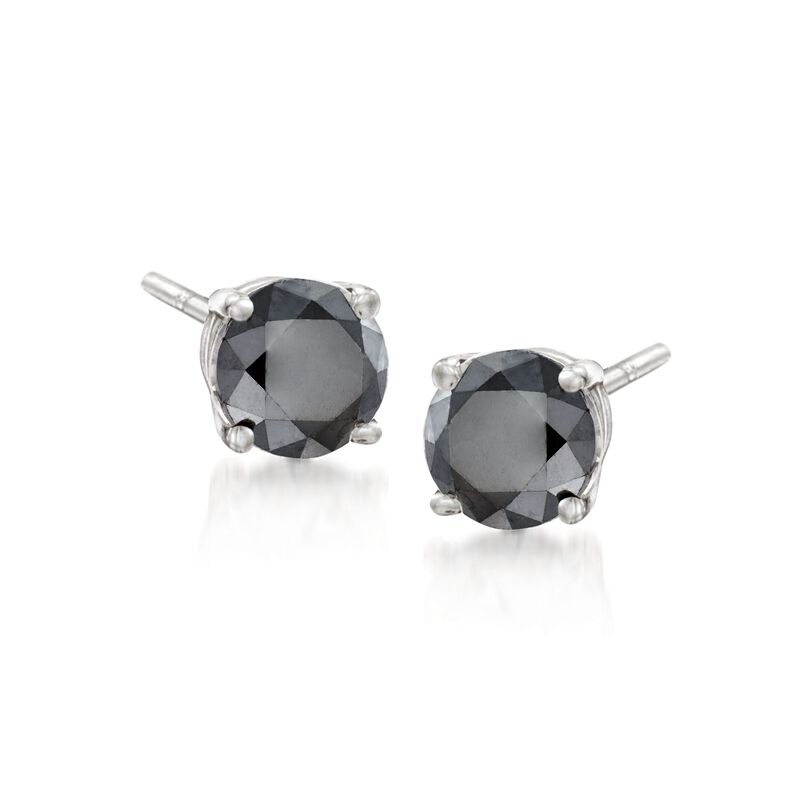 1.00 ct. t.w. Black Diamond Stud Earrings in 14kt White Gold image number 0
