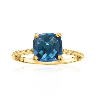 2.60 Carat London Blue Topaz Twisted Ring in 18kt Gold Over Sterling