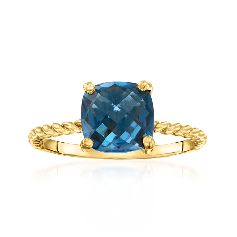 2.60 Carat London Blue Topaz Twisted Ring in 18kt Gold Over Sterling. Size 8 image number 0