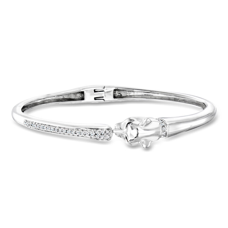 .25 ct. t.w. White and Black Diamond Panther Bangle Bracelet in Sterling Silver image number 0