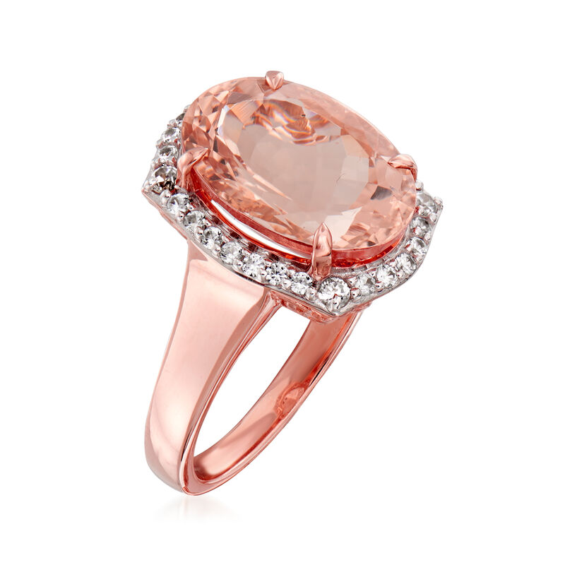 4.60 Carat Morganite and .40 ct. t.w. White Zircon Ring in 14kt Rose Gold image number 2