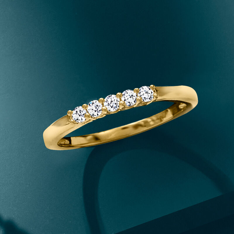 .20 ct. t.w. Lab-Grown Diamond Five-Stone Ring in 18kt Gold Over Sterling. Size 5 image number 4