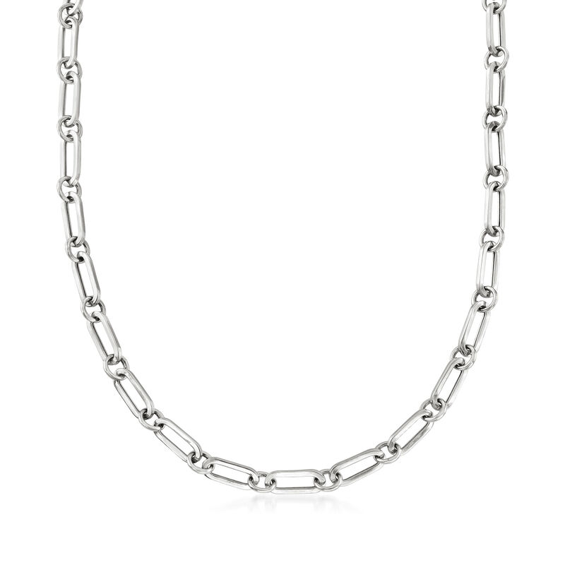 Italian Sterling Silver Paper Clip Link Toggle Necklace image number 5