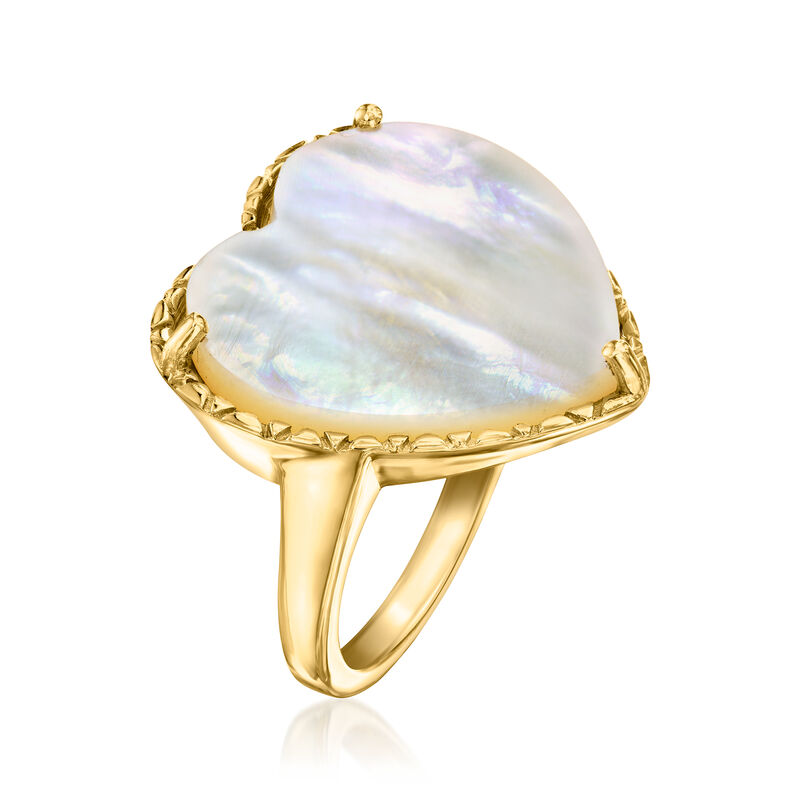 Mother-of-Pearl Heart Ring in 18kt Gold Over Sterling image number 2