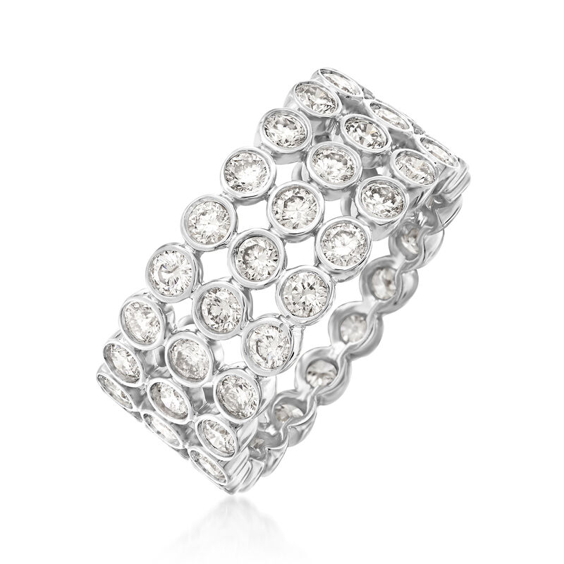 3.00 ct. t.w. Bezel-Set Diamond Three-Row Eternity Band in 14kt White Gold image number 2