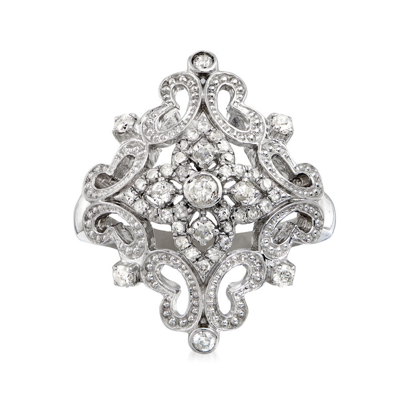 .50 ct. t.w. Diamond Openwork Floral Ring in Sterling Silver image number 0
