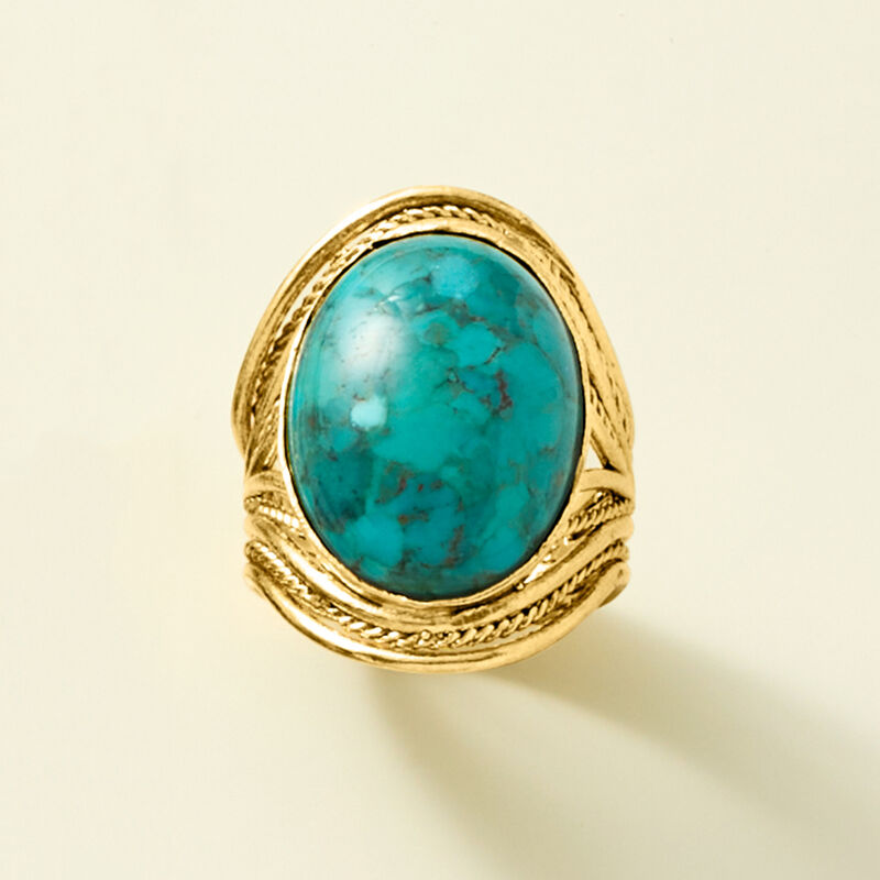 Turquoise Ring in 18kt Gold Over Sterling image number 4