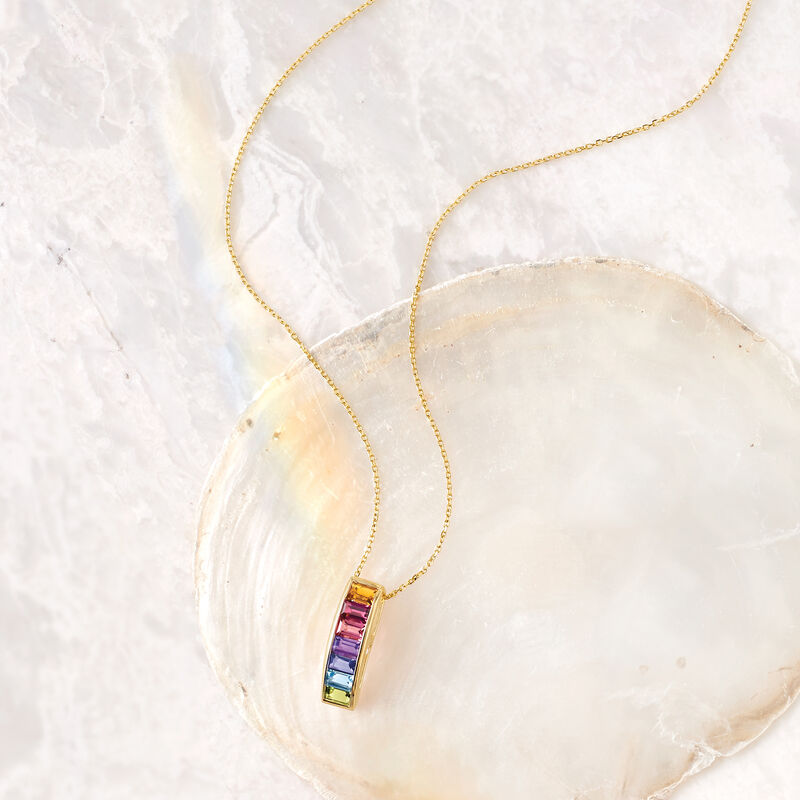 2.00 ct. t.w. Multi-Gemstone Pendant Necklace in 14kt Yellow Gold image number 2