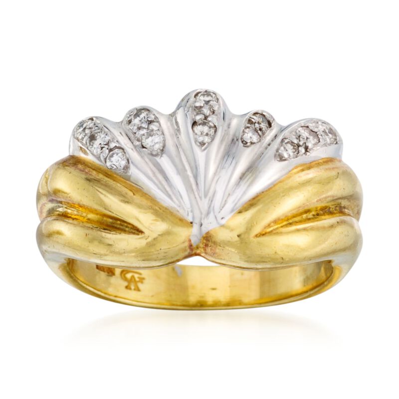 C. 1980 Vintage .20 ct. t.w. Diamond Ring in 18kt Two-Tone Gold image number 0