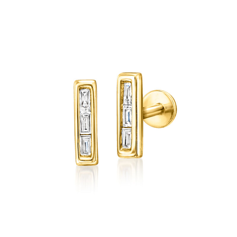 Lab-Grown Diamond Bar Flat-Back Earrings in 14kt Yellow Gold image number 1
