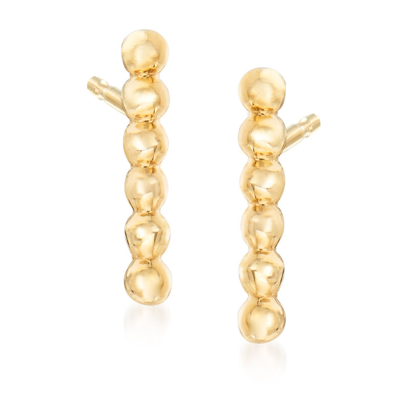 Gabriel Designs 14kt Yellow Gold Beaded Bar Stud Earrings image number 0