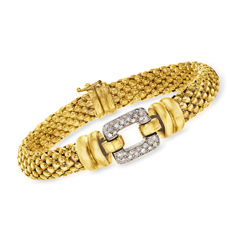 C. 1980 Vintage .65 ct. t.w. Diamond Buckle Bracelet in 18kt Yellow Gold image number 0