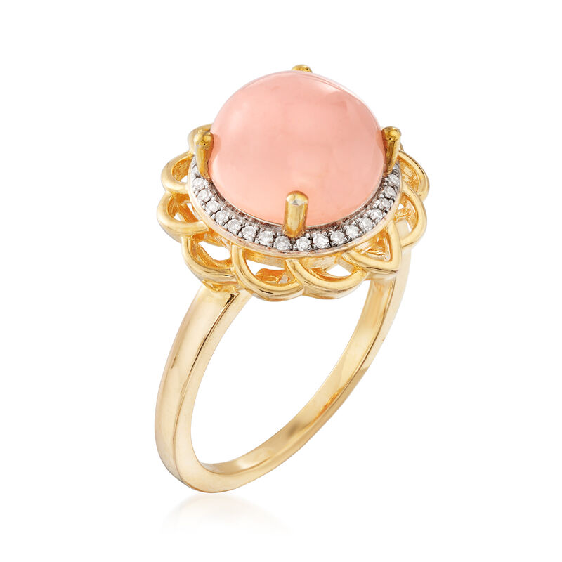 Pink Opal and .10 ct. t.w. Diamond Ring in 18kt Gold Over Sterling image number 2