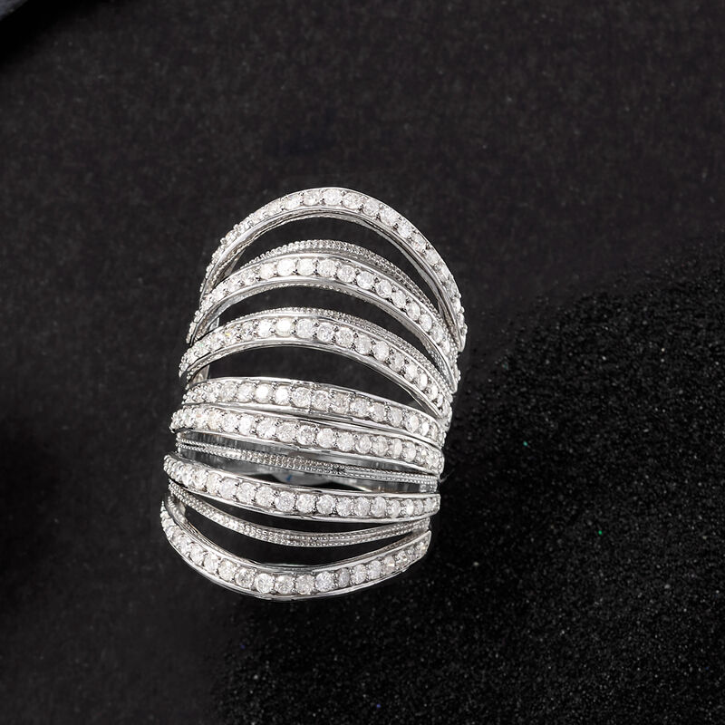 1.90 ct. t.w. Multi-Row Diamond Ring in Sterling Silver image number 4