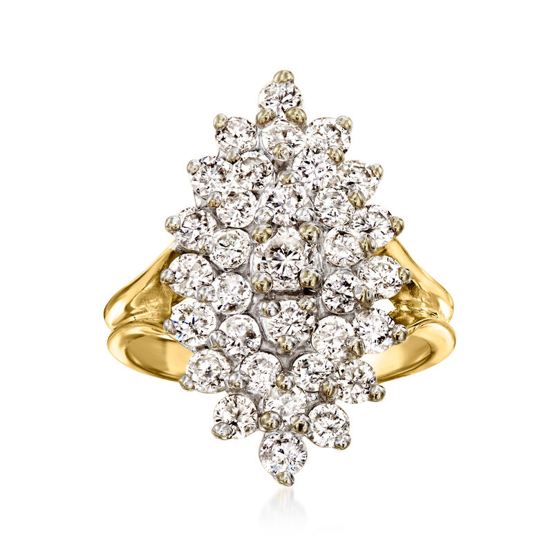 C. 2025 Vintage 1.80 ct. t.w. Diamond Navette Ring in 10kt Yellow Gold. Size 6 image number 0