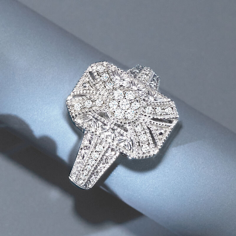 .25 ct. t.w. Diamond Scrollwork Ring in Sterling Silver image number 3