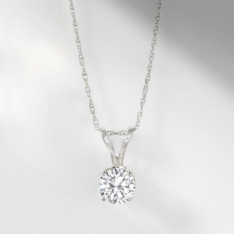 .75 Carat Diamond Solitaire Necklace in 14kt White Gold image number 2