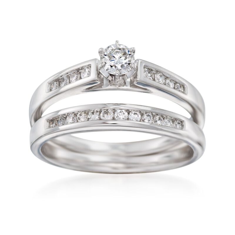.51 ct. t.w. Diamond Bridal Set: Engagement and Wedding Rings in 14kt White Gold image number 0