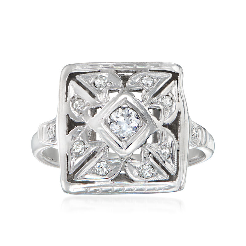 C. 1950 Vintage .20 ct. t.w. Diamond Ring in 14kt White Gold. Size 6 image number 0