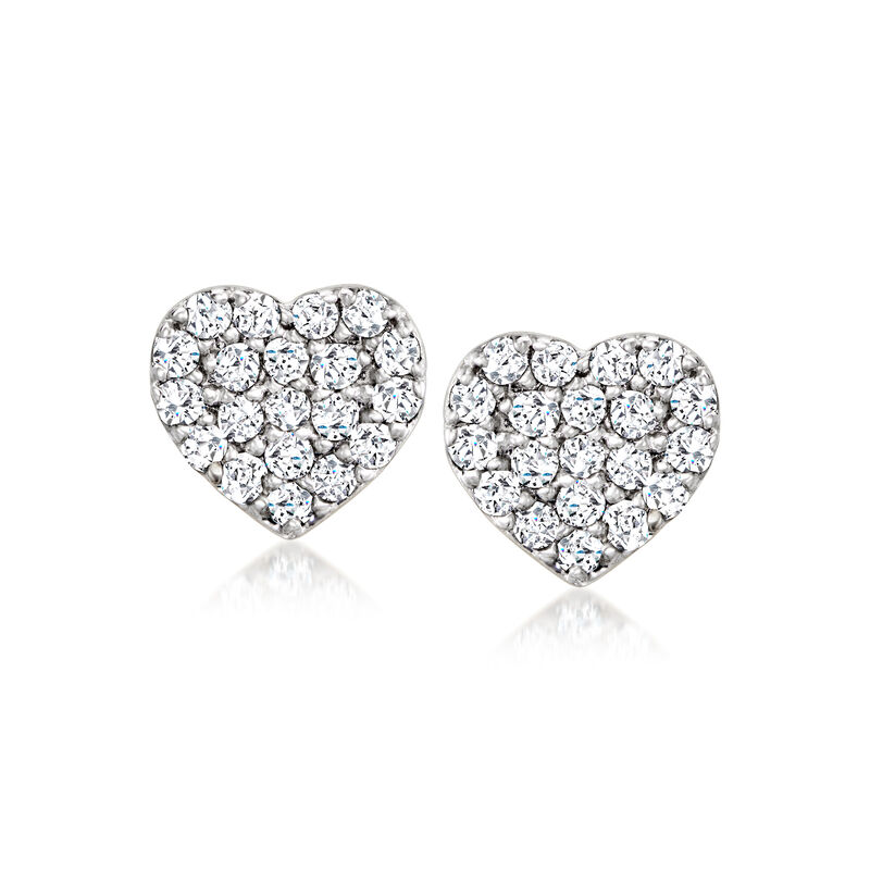.20 ct. t.w. Pave Diamond Heart Stud Earrings in Sterling Silver  image number 0