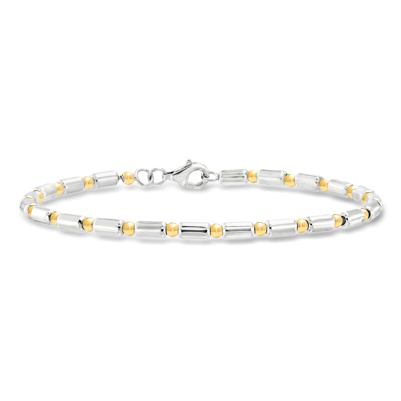 Sterling Silver and 18kt Gold Over Sterling Dot and Dash Station Bracelet image number 0